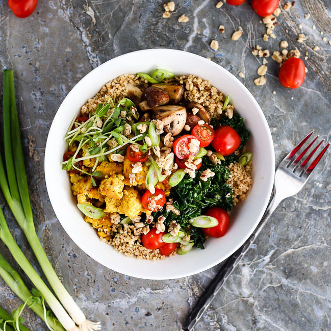 scrambled tofu bowl vegan breakfast