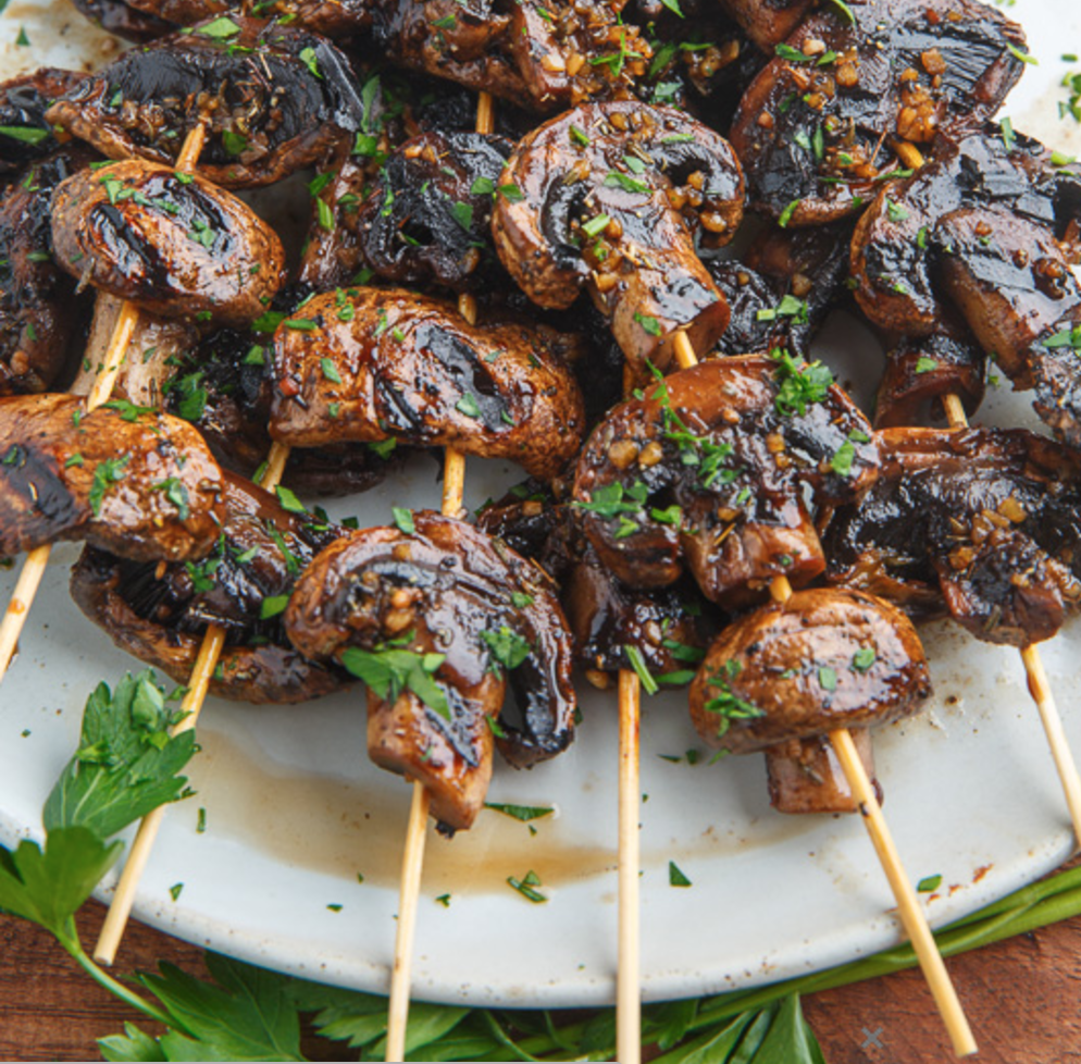 vegan mushroom skewers